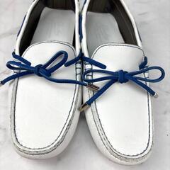 【美品】Paraboot パラブーツ モカシン 22.5 ホワイト/ブルーの画像