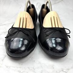 【大人気】PUMA ヨンギ フラット バレエ シューズ 23 ブラック リボンの画像