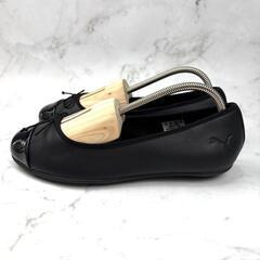 【大人気】PUMA ヨンギ フラット バレエ シューズ 23 ブラック リボンの画像
