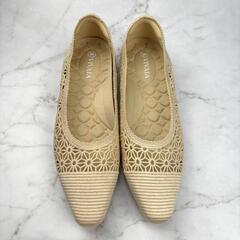 【美品】VIVAIA ビバイア ベージュ パンプス フラットシューズ 23の画像