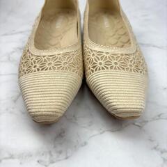 【美品】VIVAIA ビバイア ベージュ パンプス フラットシューズ 23の画像