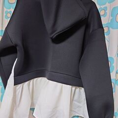 新品タグ付き【ダイバー素材フーディ】シャツ素材ドッキング／フリーサイズの画像