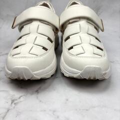 【美品】+diana プラスダイアナ ホワイト スニーカー 23 グルカ風 ラメの画像