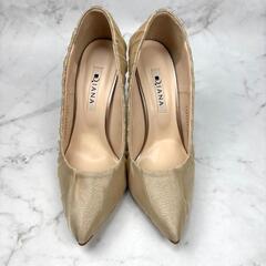【美品】DIANA ダイアナ サテン ベージュ ポインテッドトゥ 23.5の画像