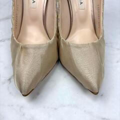 【美品】DIANA ダイアナ サテン ベージュ ポインテッドトゥ 23.5の画像