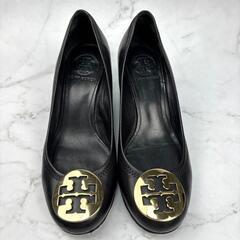 【大人気】TORY BURCH ブラック ヒール パンプス 6.5 23.5の画像