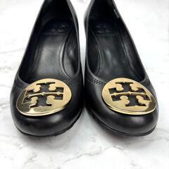 【大人気】TORY BURCH ブラック ヒール パンプス 6.5 23.5の画像