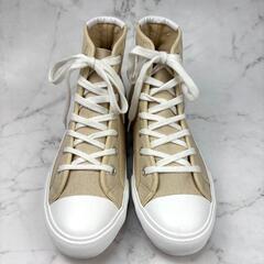 【新品】卑弥呼 RAIN ベージュ キャンバス ハイカットスニーカー L 耐水の画像