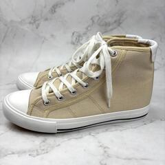 【新品】卑弥呼 RAIN ベージュ キャンバス ハイカットスニーカー L 耐水の画像