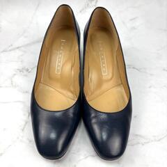 【美品】YOSHITO ヨシト ネイビー レザー パンプス 22 アーモンドトゥの画像