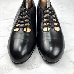 【美品】菊池武男の靴 23.5 レザー シューズ ブラック レースアップの画像