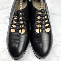【美品】菊池武男の靴 23.5 レザー シューズ ブラック レースアップの画像