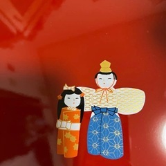 【新品】山中漆器　丸盆　立雛の画像