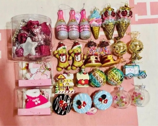 Francfranc オーナメントセット・バラ(56個)・ガーランド　お纏め売り