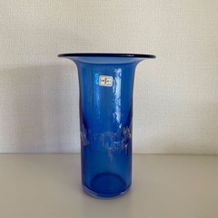 花瓶　小樽硝子　青の画像