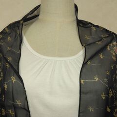 ストール　ブラック×花②の画像