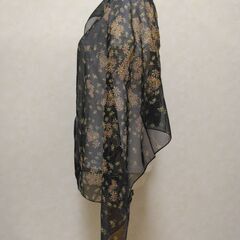 ストール　ブラック×花②の画像