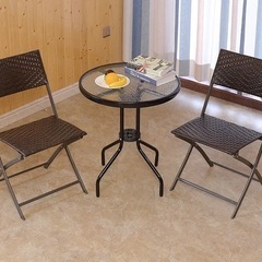 2脚セット　庭椅子　ガーデニングチェア　折り畳みイス　屋外家具チェア　椅子　高級 藤編みの画像