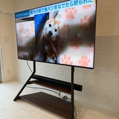 美品 高級 FITUEYES DESIGN 液晶 テレビスタンド 75-100インチ対応 テレビスタンド 壁寄せ 棚板付き の画像