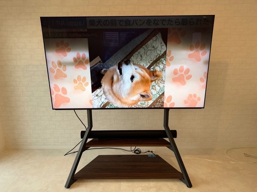 美品 高級 FITUEYES DESIGN 液晶 テレビスタンド 75-100インチ対応 テレビスタンド 壁寄せ 棚板付き