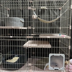 キャットケージ3段ピンクの画像