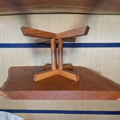 欅（けやき）無垢材ローテーブル＋延長テーブル付き（全長約2m）オーダーメイド品の画像