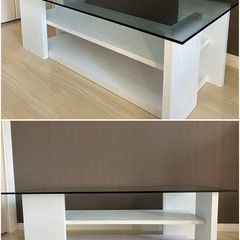 ガラステーブル ローテーブル おしゃれ テーブル 白テーブル 美品 の画像
