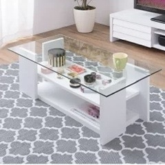 ガラステーブル ローテーブル おしゃれ テーブル 白テーブル 美品 の画像