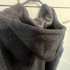 メンズ ロングパーカー ジップアップ フード付き ゆったりXXL裏起毛 厚手 ブラックの画像