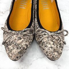 【美品】fitfit バレエシューズ 22.5 パイソン アニマル パンプスの画像