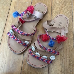 👡 ZARA（ザラ）エスニック サンダル シェル/タッセル付き 35サイズの画像