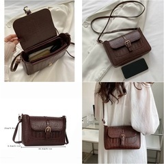 クロコダイル ハンドバッグ ブラウン ショルダーバックの画像