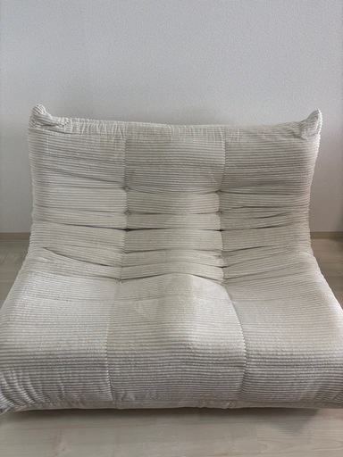 二人掛けソファ　トーゴ風　コーデュロイ　白　ほわいとホワイト