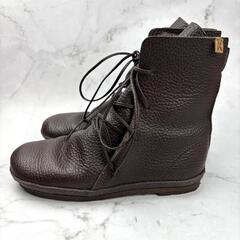 【美品】KOOS コース ミドル ブーツ レザー シボ加工 36 レースアップの画像