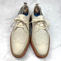 【美品】COLE HAAN ホワイト レザー レースアップシューズ 24 厚底の画像