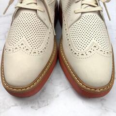 【美品】COLE HAAN ホワイト レザー レースアップシューズ 24 厚底の画像