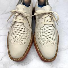 【美品】COLE HAAN ホワイト レザー レースアップシューズ 24 厚底の画像