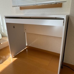 ホワイト シンプルデスク 引き出し付きの画像