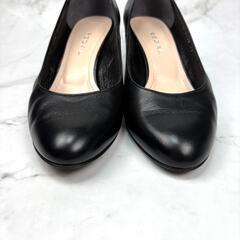 【美品】REGAL リーガル レザー パンプス 22 日本製 ブラック ビジネスの画像