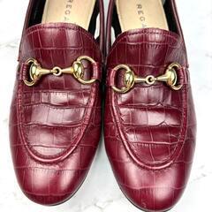 【美品】REGAL 23 バーガンディ ビットローファー クロコダイル 型押しの画像