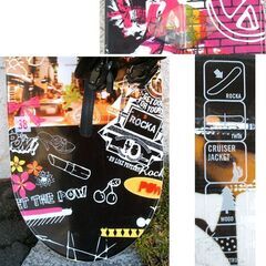 138cm スノーボード 2点セット レディース head 板 STR ROCKA ブラック 黒×イラスト ロッカー/ツイン　バインディング S　☆ PayPay(ペイペイ)決済可能 ☆ 札幌市 豊平区 平岸 平岸店の画像