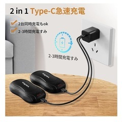 充電式カイロ Varlea 10000mAh ２秒急速発熱 ブラックの画像