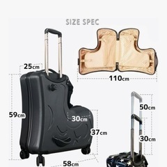 乗って座って運べるスーツケース ピンク Mサイズの画像