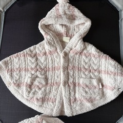 (15,000円相当、美品))[ジェラート ピケ] BABYベビモコアランボーダーポンチョとブランケットセットの画像