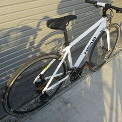 E636★　23800円★整備済み スポーツ中古自転車　フレーム新品　HEAD　ホワイト　42ｃｍ 【軽量アルミクロスバイク】(*^▽^*)の画像