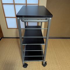 山善 キッチンワゴン MMG-7030C（BK/BR）ダークブラウン／ブラックの画像