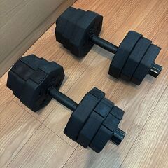 【ほぼ新品】筋トレ用の折り畳み式ベンチとダンベルの画像