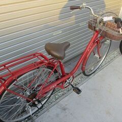 E641★限定特価★ 中古自転車 【26インチ　軽快車　赤　6段　LEDオートライト 】 入札お待ちしております(*^▽^*)の画像