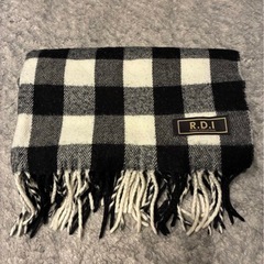 マフラー 大判ストール ギンガムチェック 白黒 ブラック ホワイトの画像
