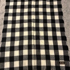 マフラー 大判ストール ギンガムチェック 白黒 ブラック ホワイトの画像